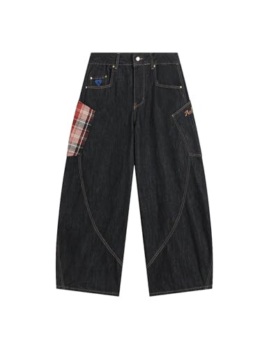 Aelfric Eden Super Baggy Barrel Jeans Wide Leg Denim Trouser Straight Leg Jeans Unisex Vintage Pants Black 30 | Amazon (US)