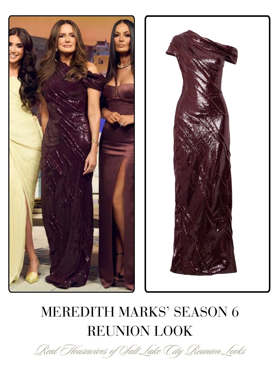 Meredith Marks’ Real Housewives of Salt Lake City Burgundy Season 6 Reunion Dress 