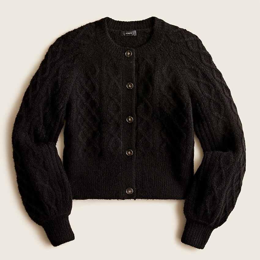 Stretch-wool cropped cable-knit cardigan sweater | J. Crew US