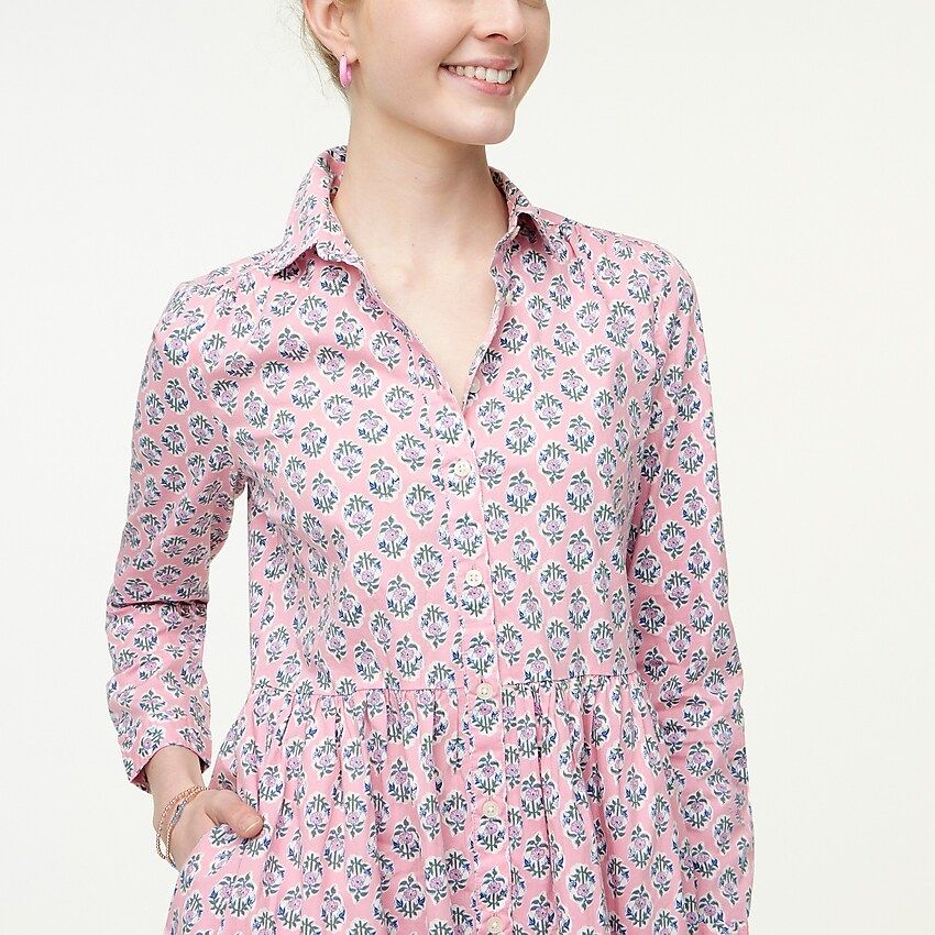 Printed collared mini shirtdress | J.Crew Factory