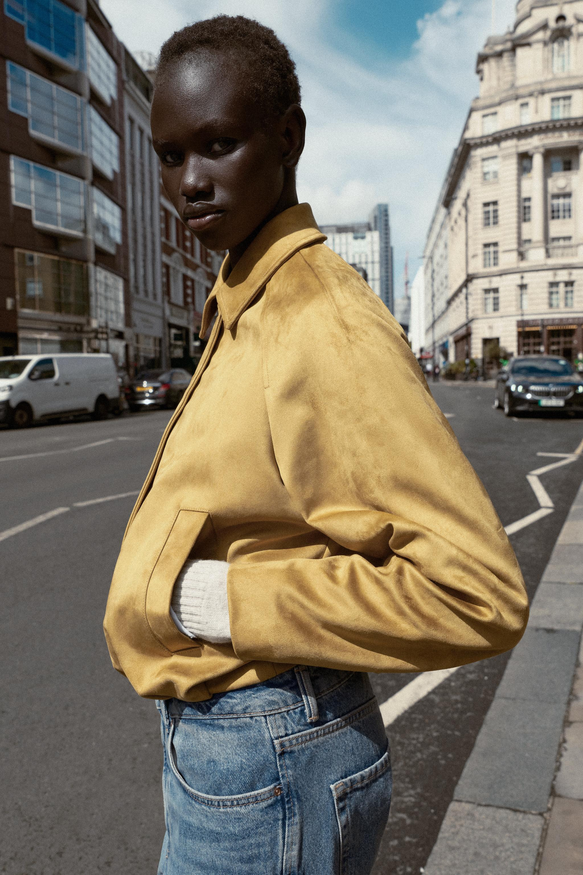 FAUX SUEDE BOMBER JACKET | Zara UK