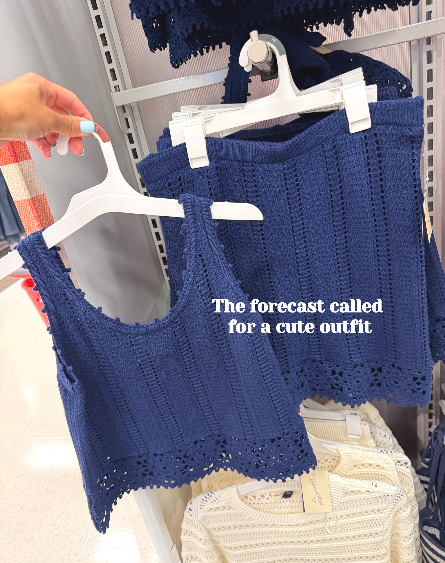 The forecast called for a cute outfit! Check out this new summer arrival, comes in white too! 

Women's Openwork Sweater Tank and A-Line Skirt - Universal Thread™ Navy Blue
@Target #target #targetstyle #universalthread #sweaterset #sweatertop #sweaterskirt #summeroutfitideas

#LTKootd #LTKgrwm #LTKTravel