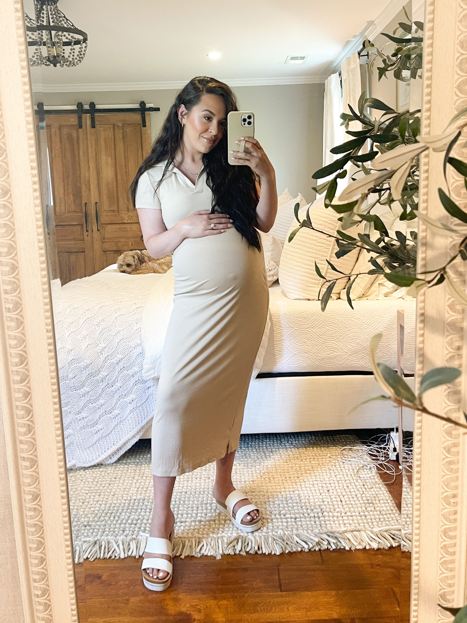 Loving this neutral maternity dress! So comfortable and effortless. 

#LTKunder50 #LTKbump