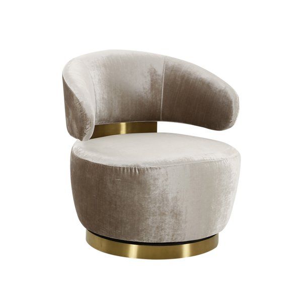 TOV Furniture Austin Champagne Velvet Swivel Chair with Brass Base | Walmart (US)