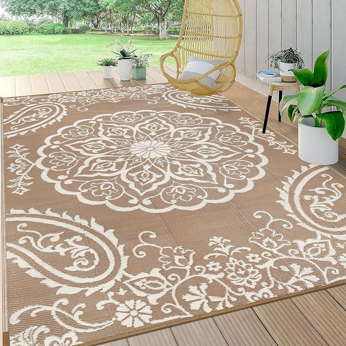 Pauwer Waterproof Outdoor Rug 5x8, Reversible Plastic Straw Patio Camping Rug, Indoor Outdoor RV ... | Amazon (US)