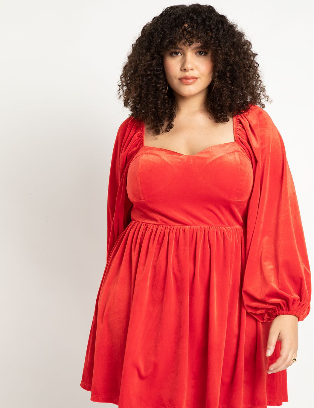 Shirred Velvet Mini Dress | Eloquii