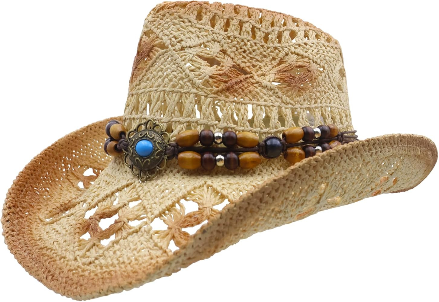 Men & Women's Straw Cowboy Hats Cowgirl Woven Sun Hats Western Cowboy Hats for Men | Amazon (US)