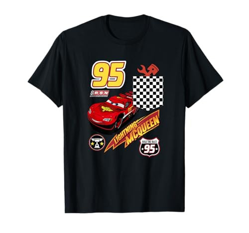 Disney Pixar Cars Lightning McQueen Racing Flag Faux Pocket T-Shirt | Amazon (US)