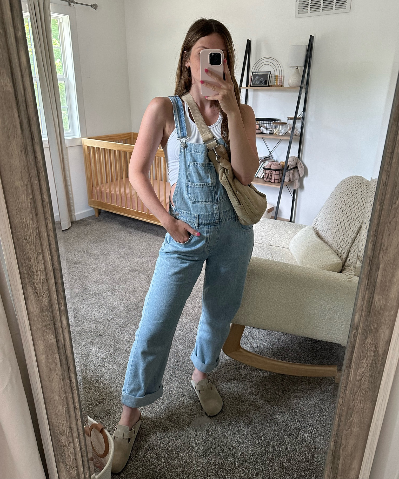wearing small in overalls, love these so much also have them in mineral black! Bump friendly 
Found the Birkenstock bostons restocked! 

Summer outfit
Summer bump 
Bump friendly overalls 

#LTKSeasonal #LTKbump