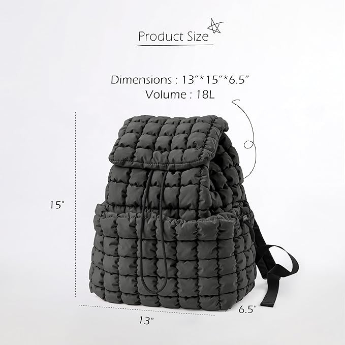 ODODOS Quilted Backpack for Women Lightweight Puffer Hiker Pack Drawstring Padding Travel Gym Bag... | Amazon (US)
