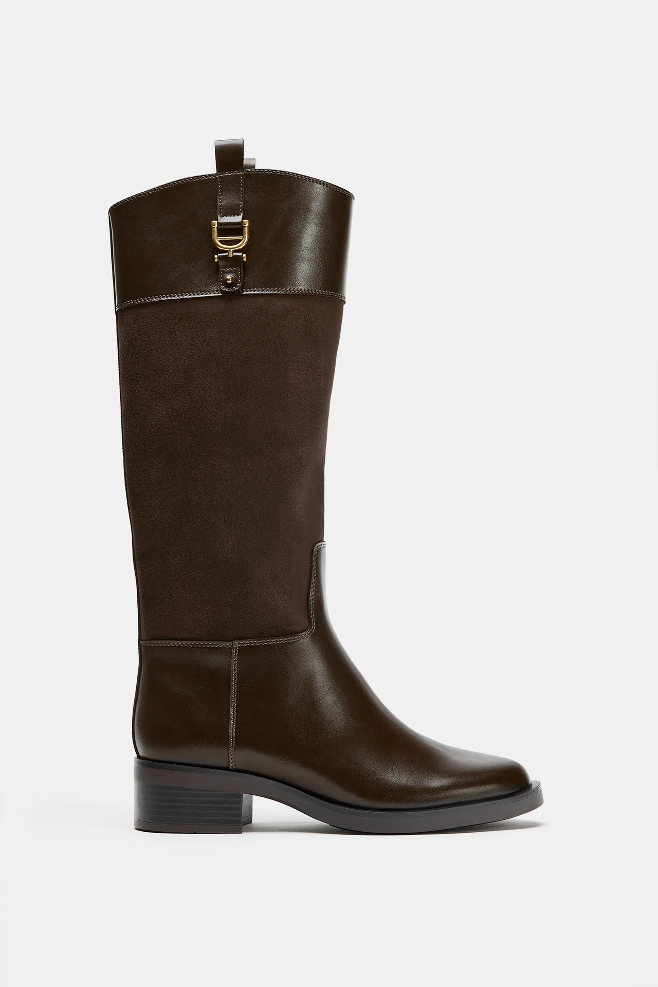 MIXED MATERIAL RIDING BOOTS | Zara US