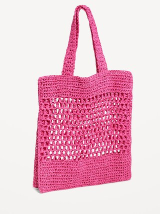 Straw-Paper Crochet Tote Bag for Women | Old Navy (CA)