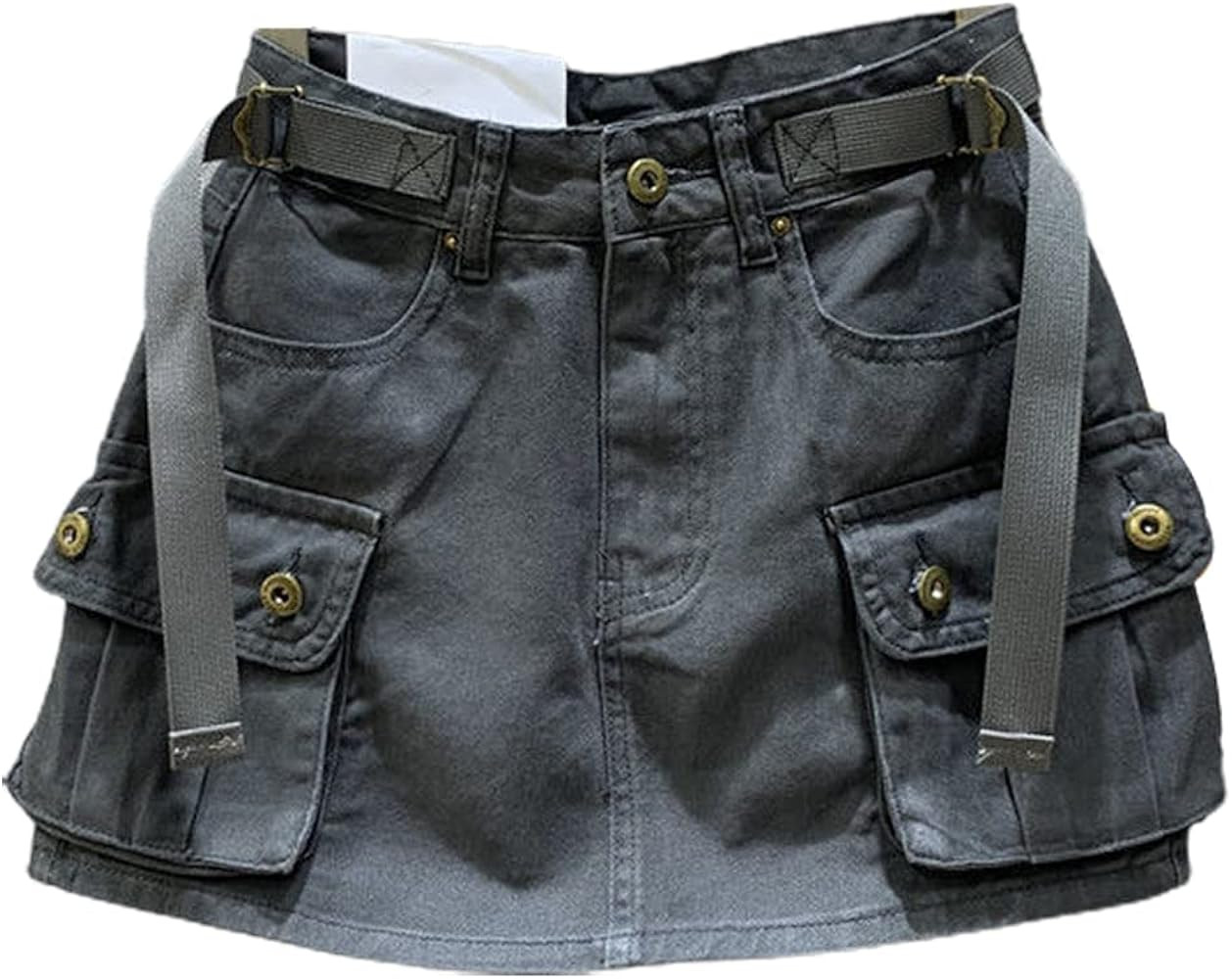 Womens Mini Cargo Skirt Low Waist Y2k Short Denim Jean Skirt | Amazon (US)