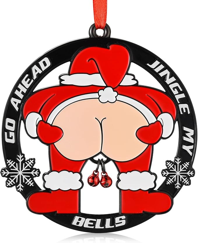 Venhoo Funny Christmas Ornament 2025, Metal Hanging Humour Ornament for Xmas Tree Decoration, Nau... | Amazon (US)
