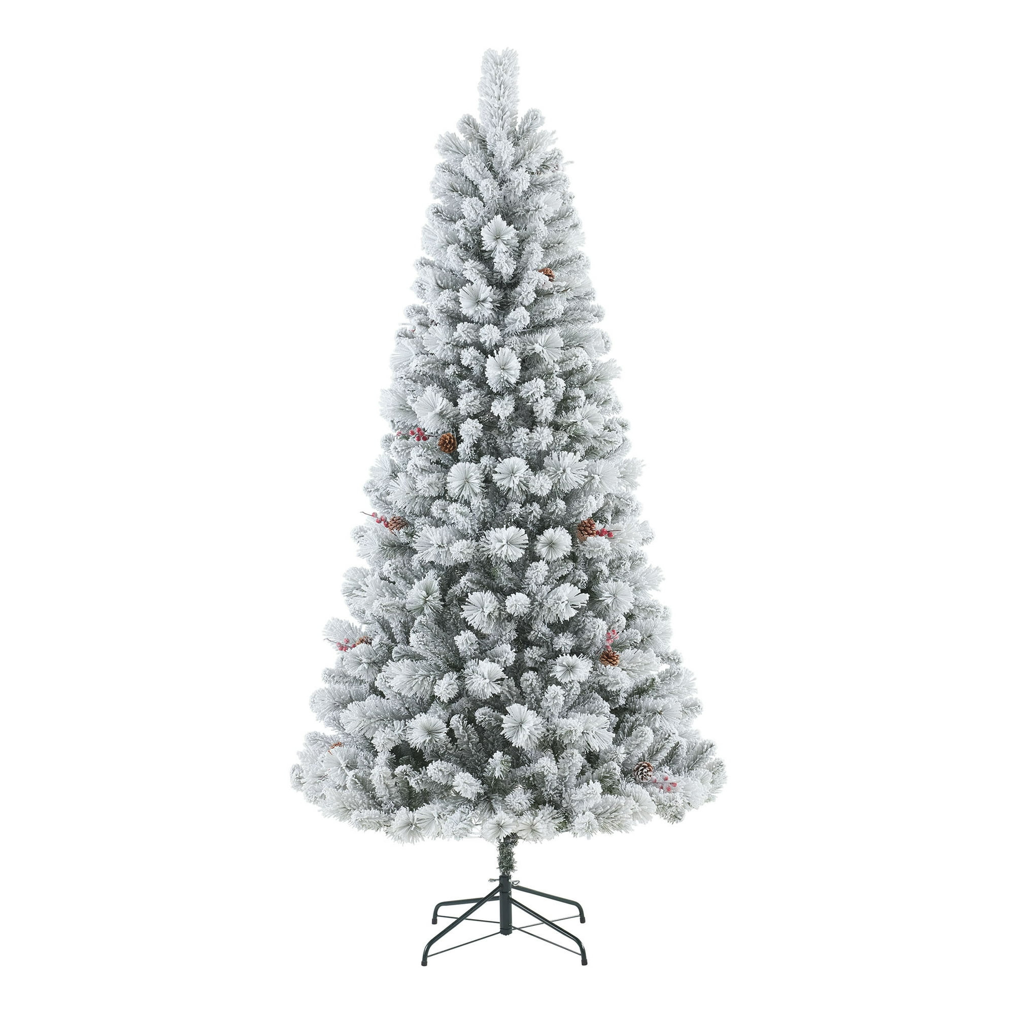 Holiday Time 7.5ft Pre-Lit Flocked Lakewood Spruce Artificial Christmas Tree, Green, 300 LED | Walmart (US)