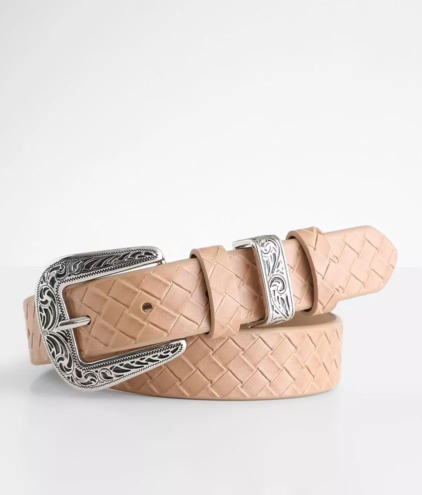 Weaved Faux Leather Belt | Buckle