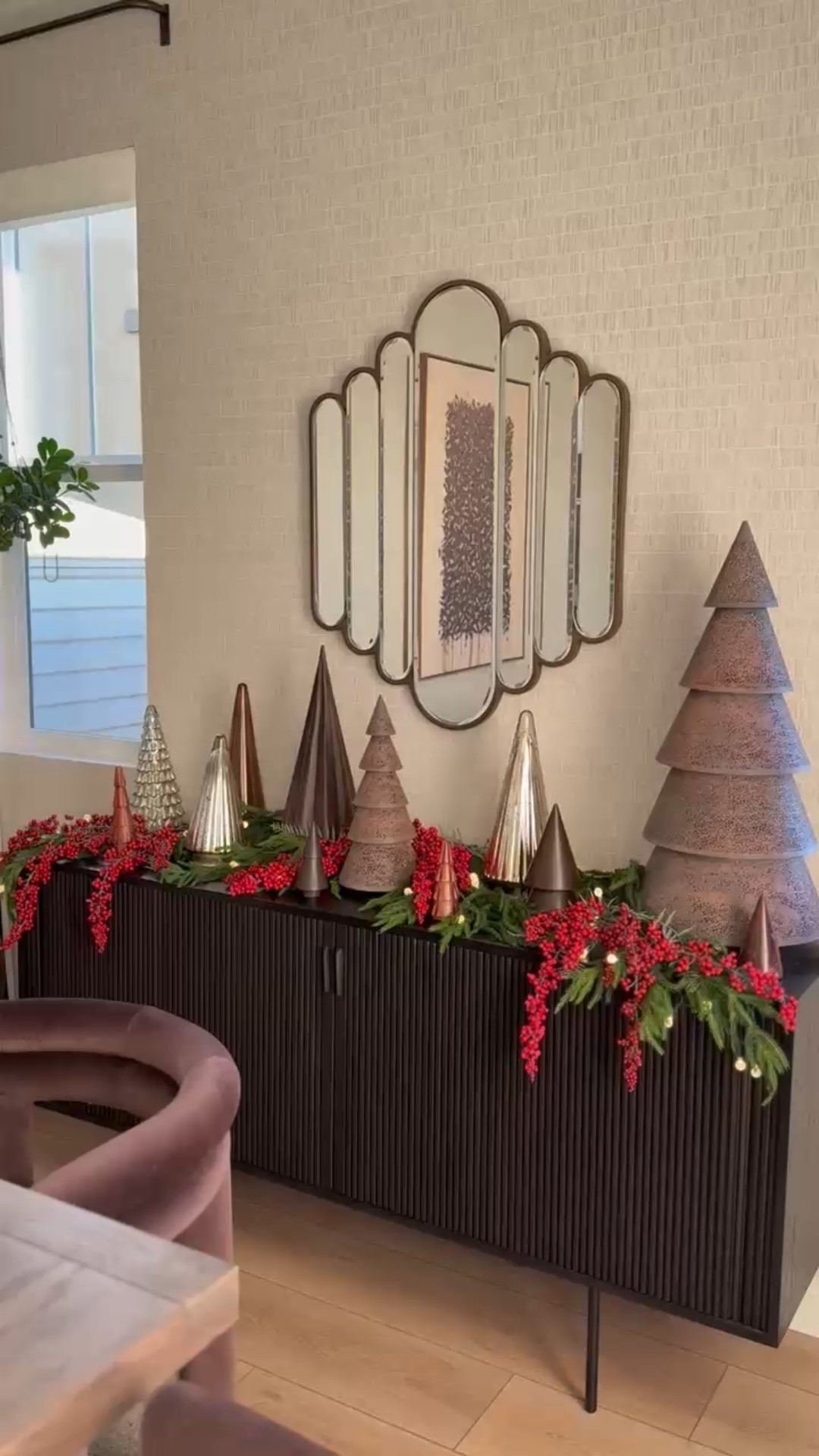 Holiday magic!✨🌲 Metallic trees, fresh greens, and berry pops make the whole room feel festive!

#LTKHoliday #LTKHome #LTKSeasonal