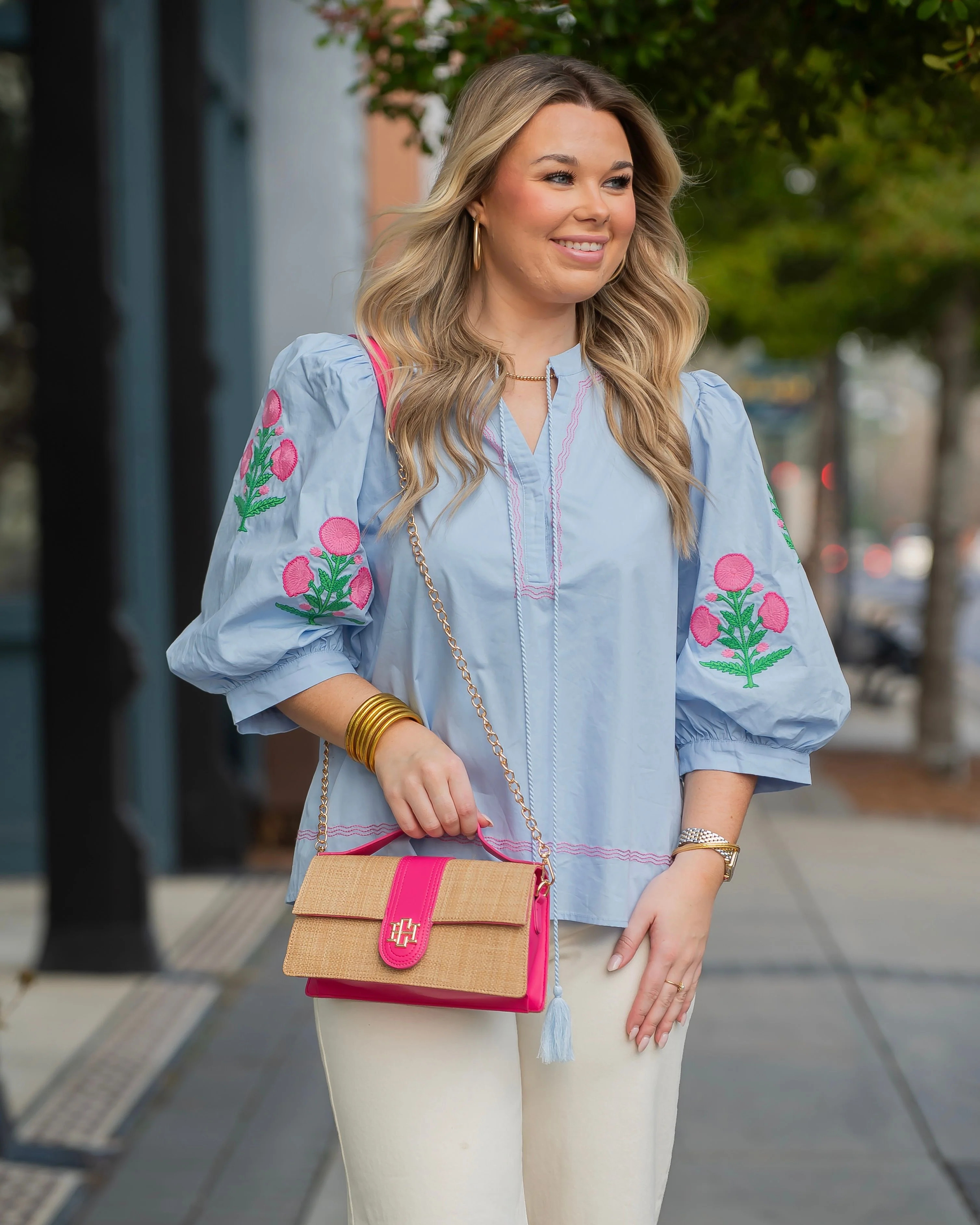 Saint Cloud Puff Sleeve Embroidered Top | Caroline Hill