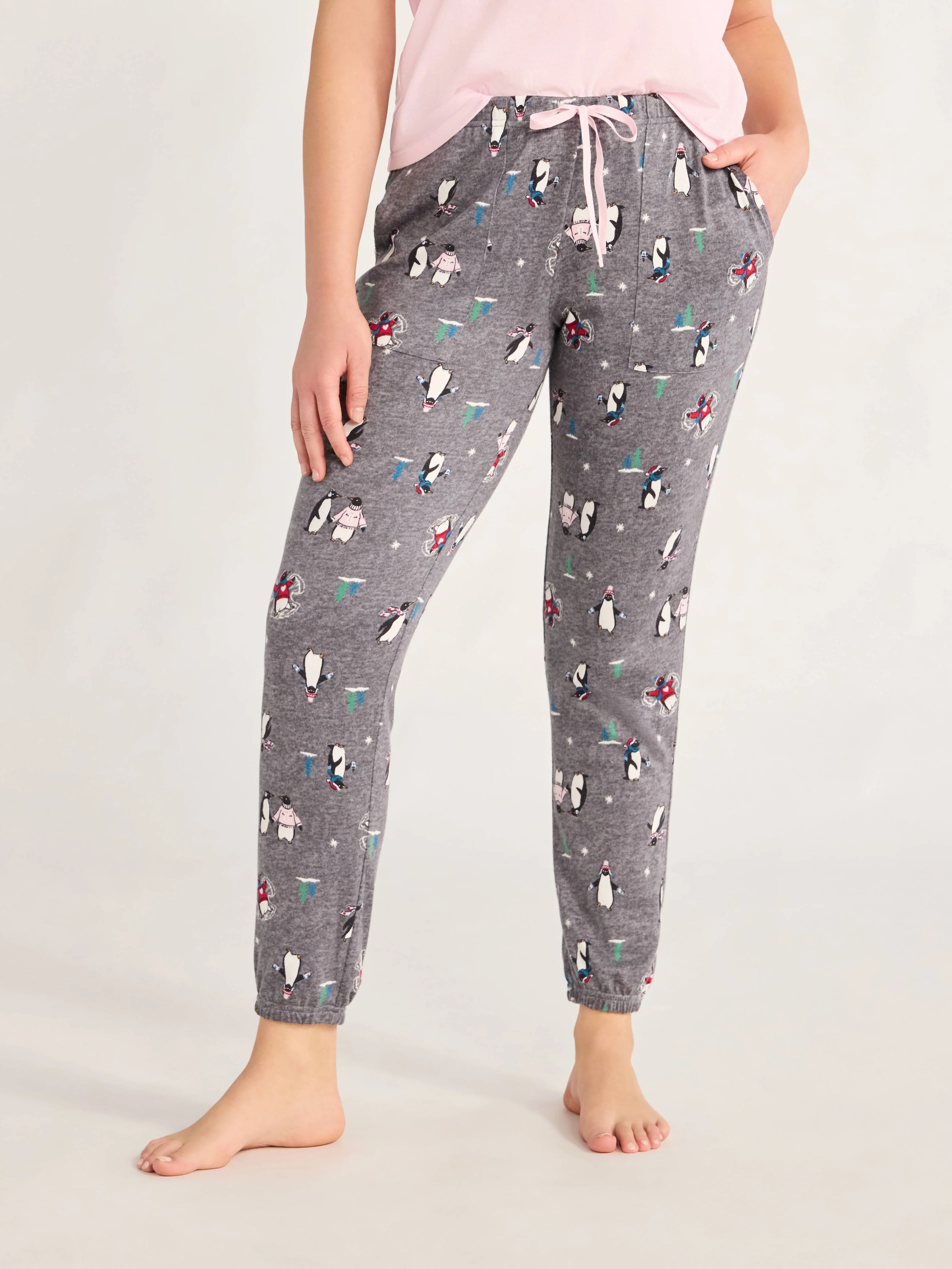 Joyspun Women's Hacci Knit Jogger Sleep Pants, 29” Inseam, Sizes XS to 3X | Walmart (US)