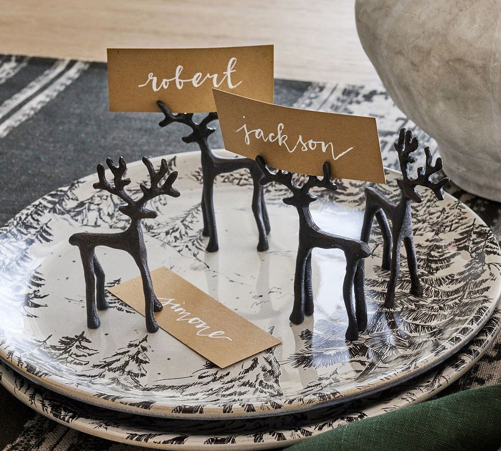 Bronze Sculpted Reindeer Place Card Holder - Set of 4 | Pottery Barn (US)