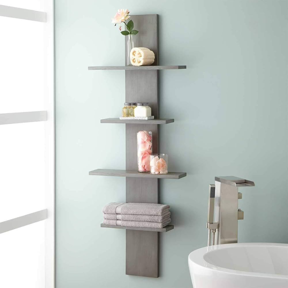 Signature Hardware 412404 Wulan 21-3/4" Teak Wood Bathroom Shelf | Amazon (US)