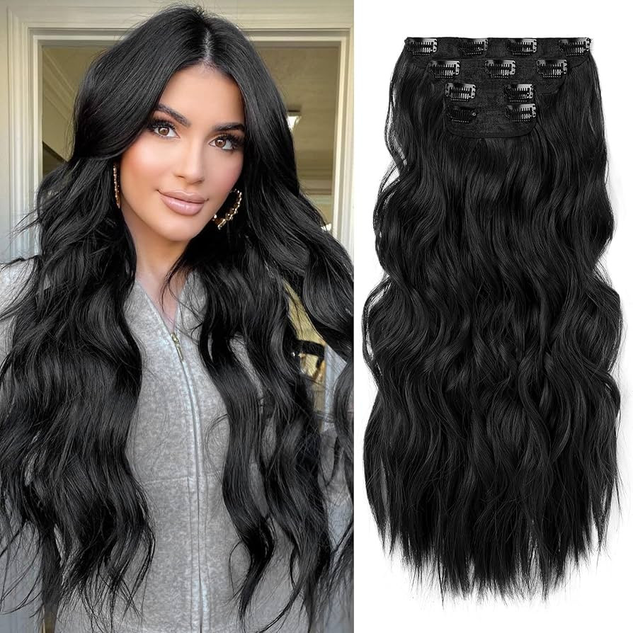 REECHO Hair Extensions, 4PCS Clip in Hair Extensions HE001 Natural Soft Synthetic Hairpieces for ... | Amazon (US)