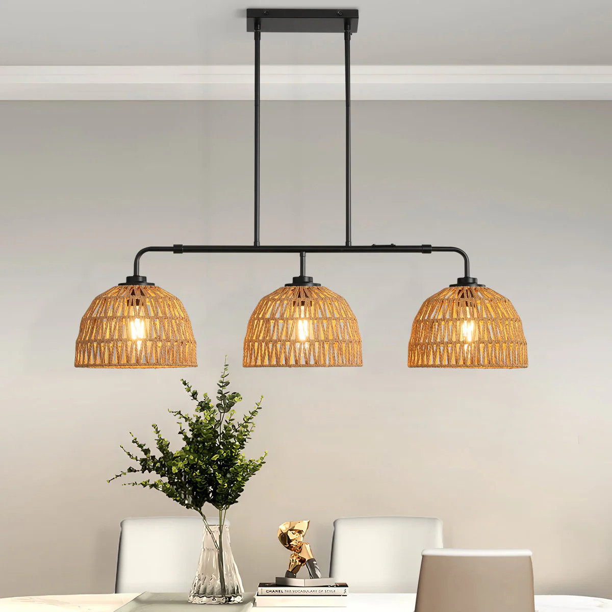 KAISITE 3 - Light Boho Kitchen Island Pendant | 8023PL-03BK-TN | Lowe's