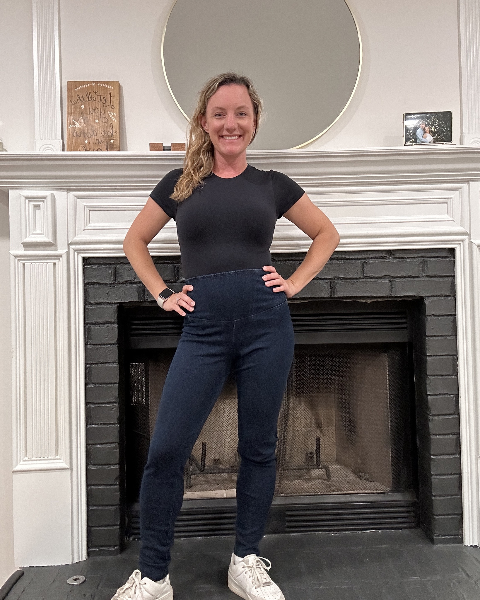 I am still figuring out how to dress in clothes that feel like my authentic style, but also make me feel comfortable in my body + have to be functional for all the play with my toddler and young students. (If it sounds exhausting, it’s because it is! 😂 )

This shirt feels so structured and the added tummy support from the jeggings make me feel really confident in these tighter fitting clothes. 
The pieces are also super comfortable and make moving up and down off the floor with my toddler very easy. 

S/M in the top & XS in the pants. The pants are also the perfect length for my 5 foot frame. 

Of course I paired it with my Air Force 1 shoes, but they’re probably ready for an upgrade! 

#LTKFindsUnder100 #LTKPetite #LTKStyleTip