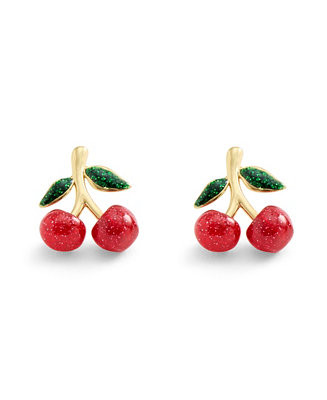 Red Enamel Cherry Cluster Stud Earrings | Macy's