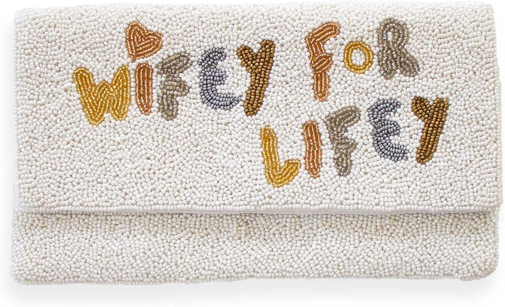 WIFEY FOR LIFEY Clutch Purse, Wifey Clutch Bag, Bride Clutch, Hand Beaded Purse, Gifts for Engage... | Amazon (US)