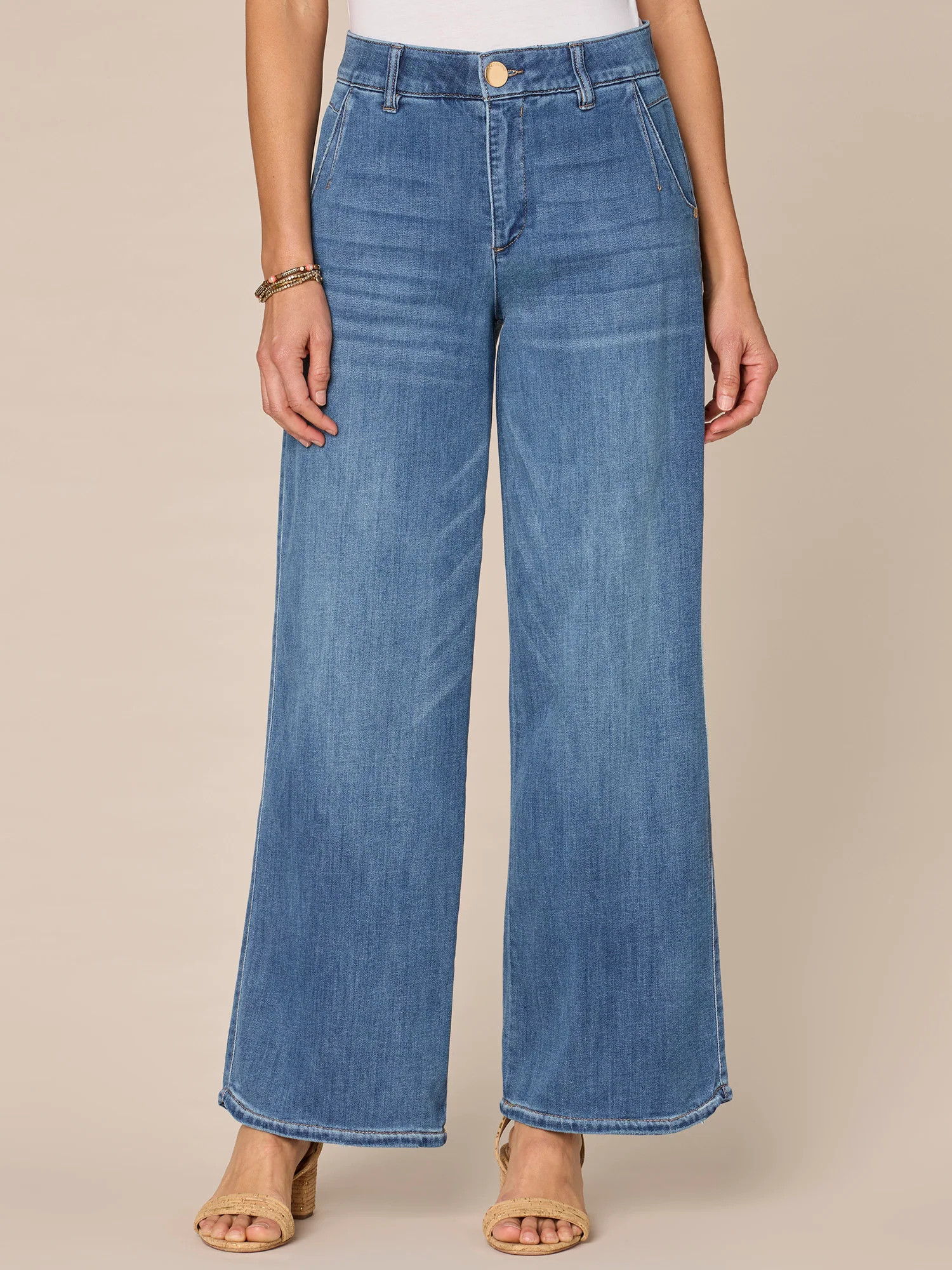 "Ab"solution Skyrise Tulip Hem Wide Leg Jeans with Dart Seams | Democracy Clothing