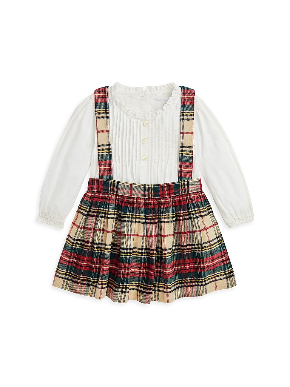 Baby Girl's 2-Piece Pintuck Bodysuit & Overall Skirt Set - Cream Multi Plaid - Size 9 Months | Saks Fifth Avenue