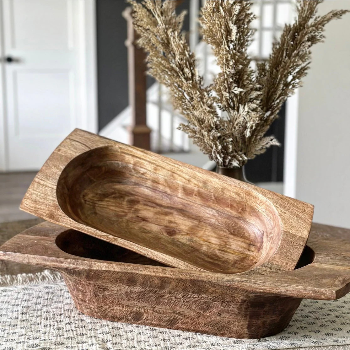 Brown Wooden Dough Bowls | Interior Delights