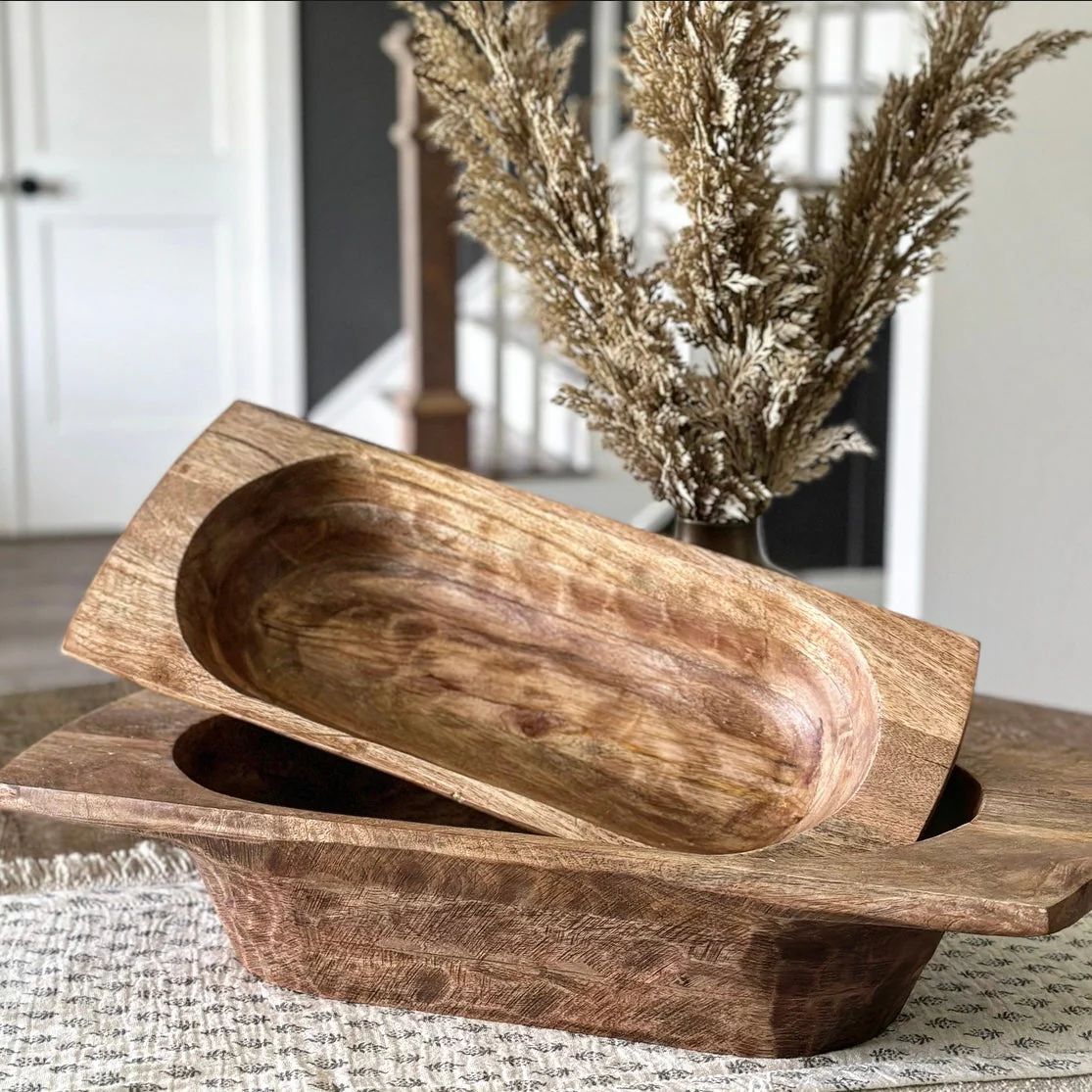Brown Wooden Dough Bowls- Set of 2-50% OFF SALE | Interior Delights