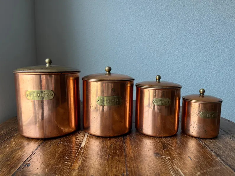 Vintage Benjamin and Medwin New York, NY Nesting Copper Canister Set - Set of 4, Flour, Sugar, Co... | Etsy (US)