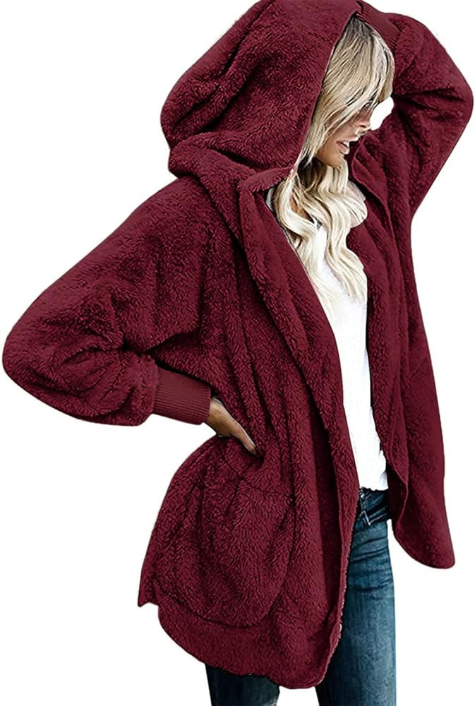 onlypuff Sherpa Pullover Sweaters for Women Winter Warm Tunic Tops Sweatshirts | Amazon (US)