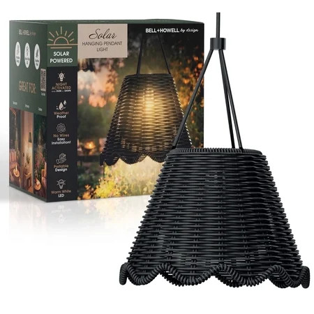 Bell + Howell Outdoor Solar Lights Hanging Wicker Pendant Light, Waterproof Solar Powered Patio Lights for Outside Yard Garden and Porch Decor, 1-Pack | Walmart (US)