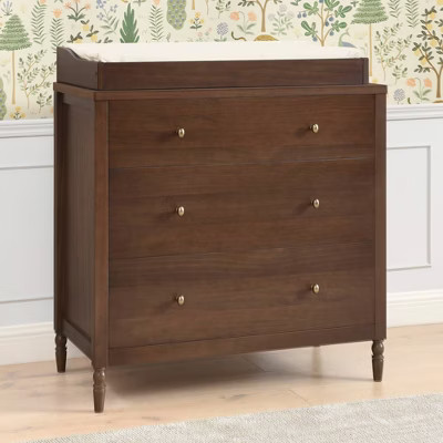 Delta Children Serena 3 Drawer Dresser with Changing Top - Teak Brown: Wood Frame, Traditional St... | Target