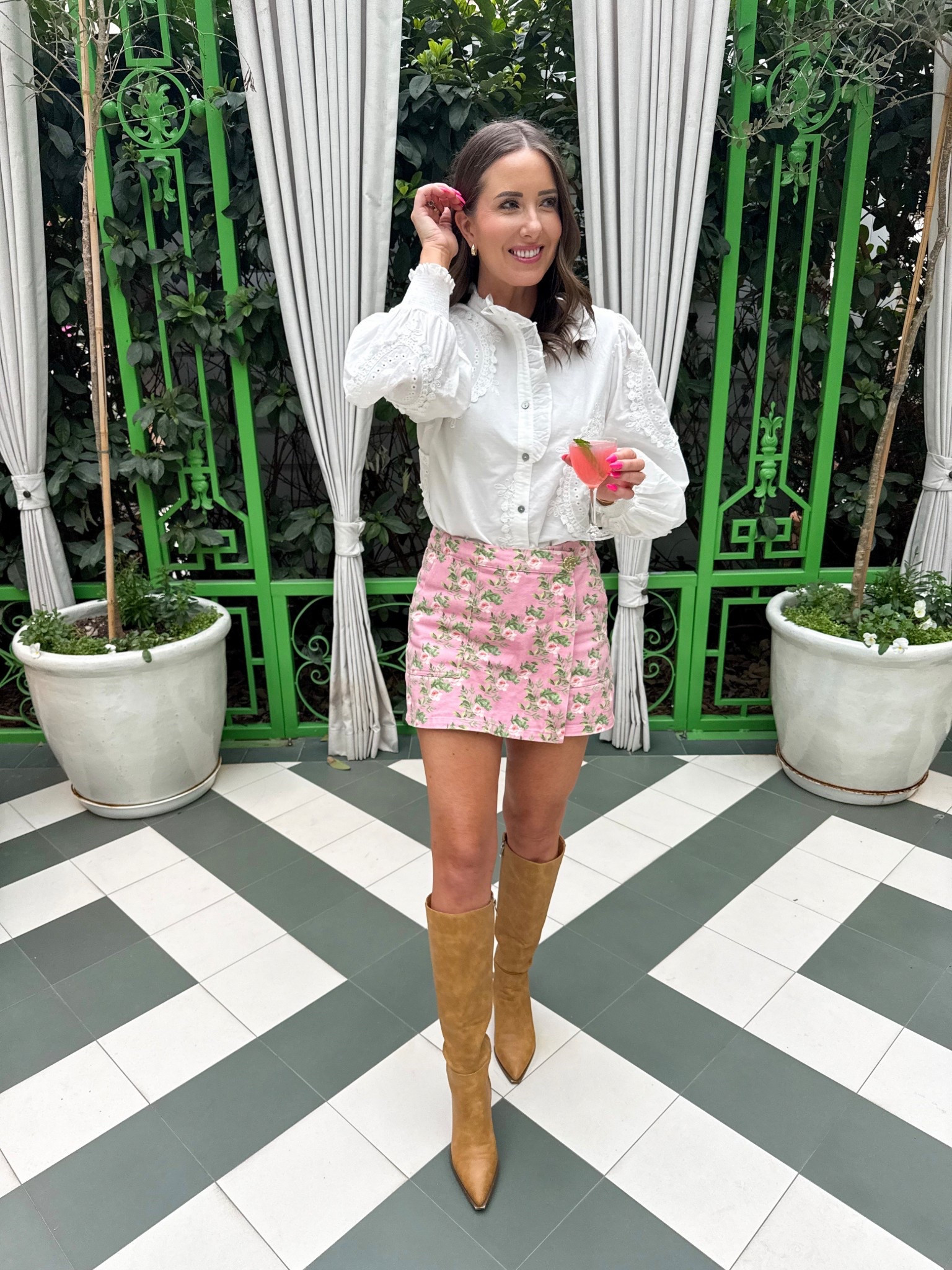 Date night look! Wearing a medium in my white top and floral skort ✨💐

#LTKdayinmylife #LTKTravel #LTKTall