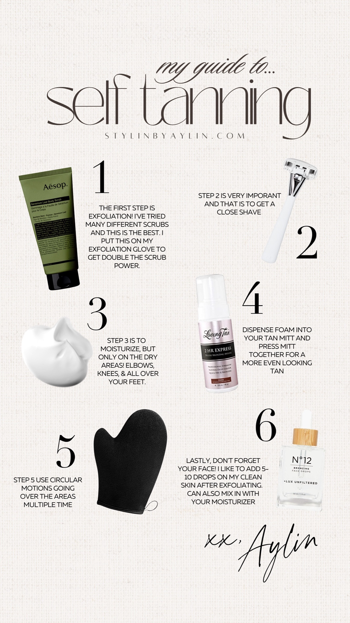 My guide to self tanning ✨
#StylinbyAylin #Aylin


#LTKStyleTip #LTKFindsUnder100 #LTKBeauty