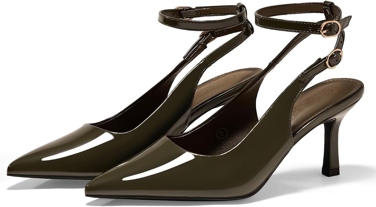 Womens Pointed Toe High Heels Slingback Stiletto Ankle Strap Pumps Dress Shoes | Amazon (US)