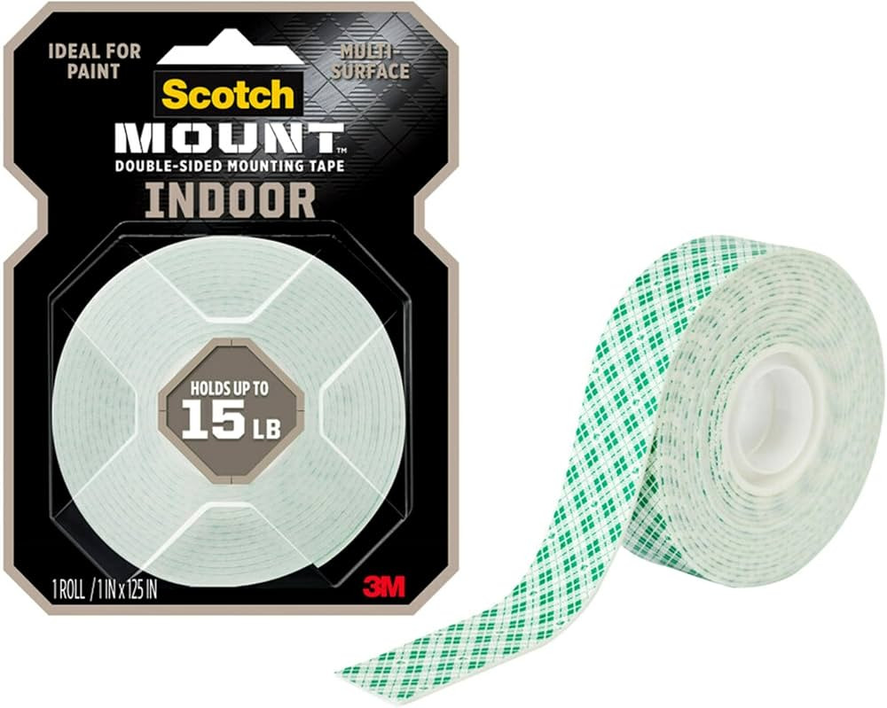 Scotch-Mount Indoor Double-Sided Mounting White Tape, 1 in x 125 in (10.4 ft), Features 3M Indust... | Amazon (US)