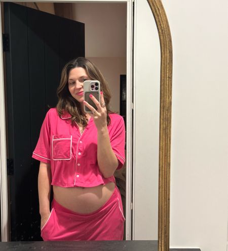 Cozy pink pajamas - sized up for the bump

#bumpfriendly #pregnancystyle #babybump #loungewear #casualstyle #intimates #sleepwear #valentinesday #galentinesday

#LTKbump