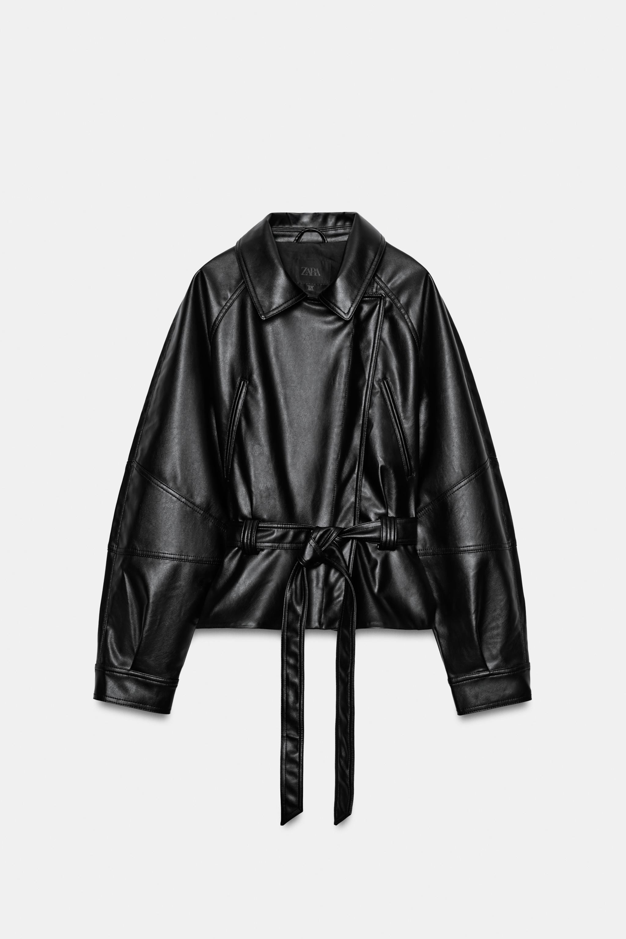 FAUX LEATHER BELTED JACKET | Zara US