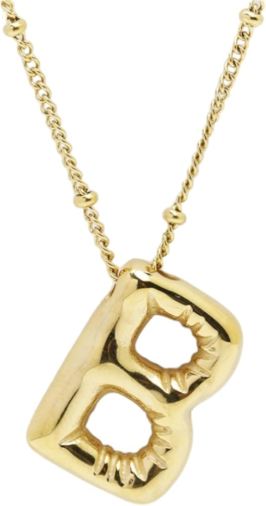 Bubble Letter Necklace Gold (B)       
Material: Gold | Amazon (US)