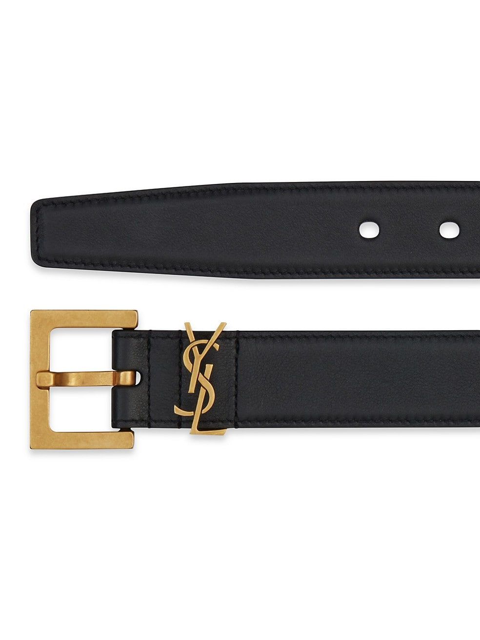 Saint Laurent Monogram Leather Belt | Saks Fifth Avenue