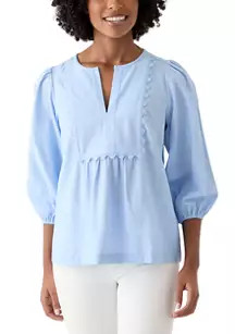 Crown & Ivy™ Women's Ric Rac Scallop Top | Belk