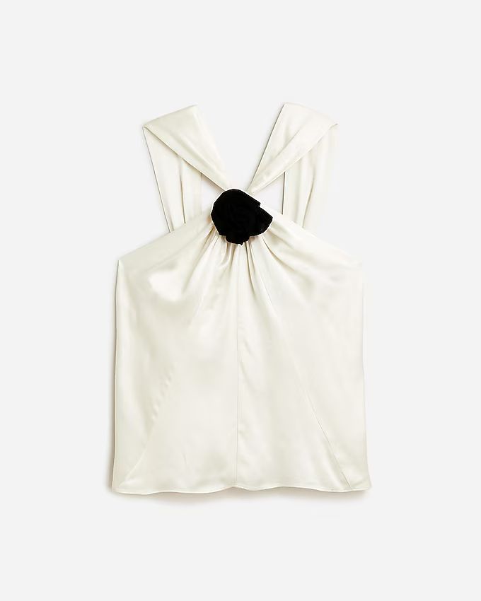 Collection rosette halter top in luster crepe | J.Crew US