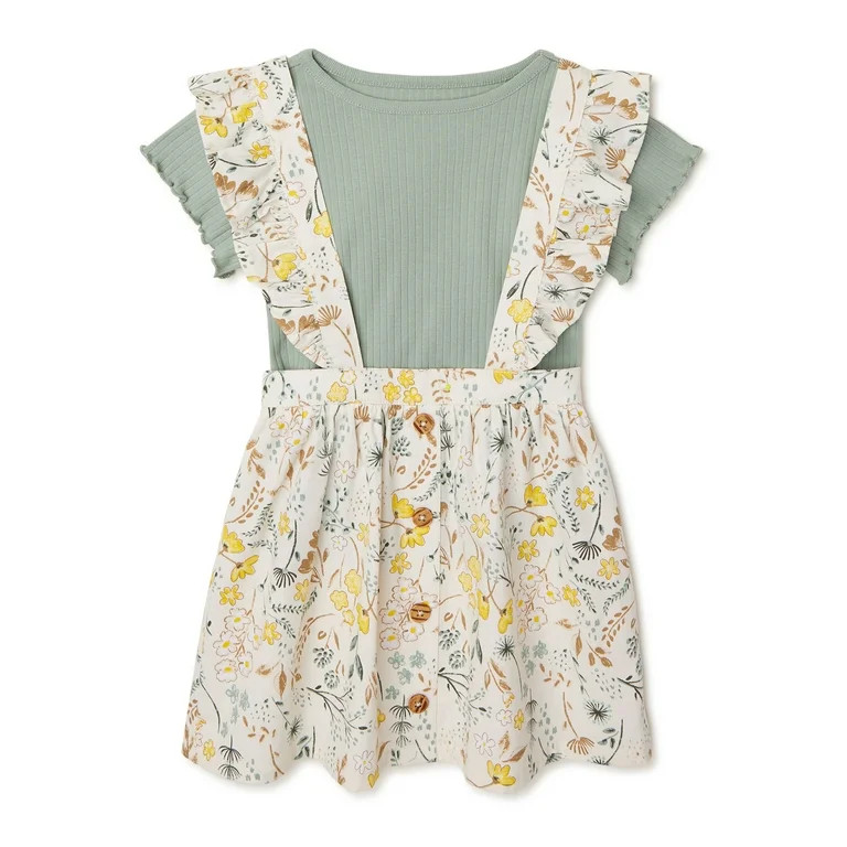 Wonder NationWonder Nation Baby and Toddler Girl Pinafore Dress, 2-Piece Outfit Set, Sizes 12M-5T... | Walmart (US)