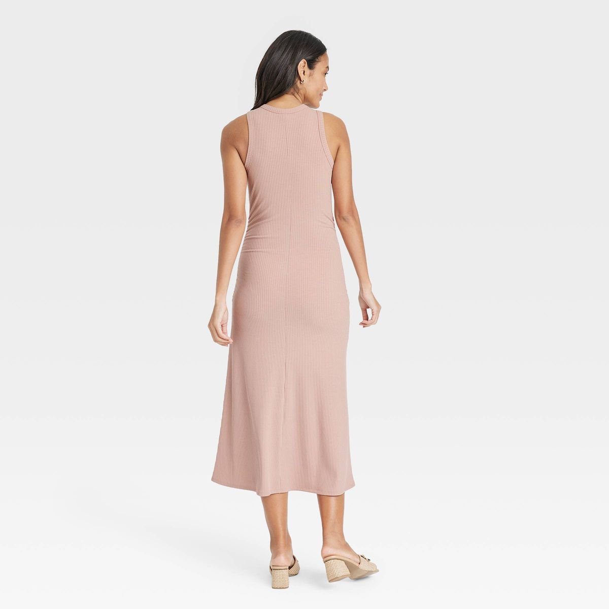 Women's Rib Knit Midi Bodycon Dress - A New Day™ Brown XS | Target